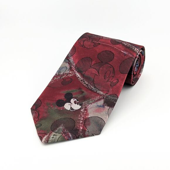 Vintage Disney Cervantes Mickey Mouse Tie Silk Blend Abstract Print Made in USA - Picture 1 of 7